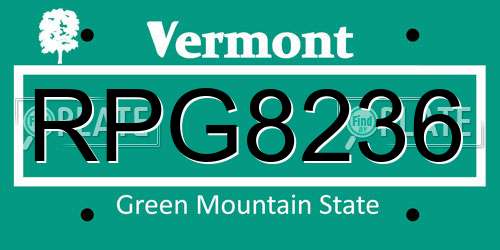 RPG8236 Vermont License Plate