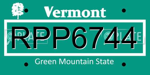 RPP6744 Vermont License Plate