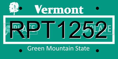 RPT1252 Vermont License Plate