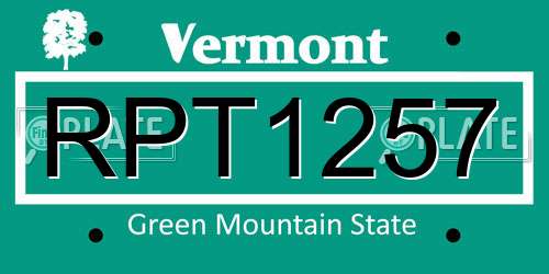 RPT1257 Vermont License Plate