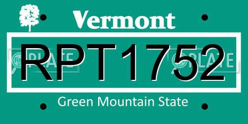 RPT1752 Vermont License Plate