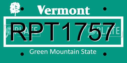 RPT1757 Vermont License Plate