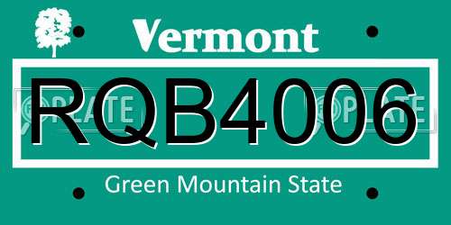 RQB4006 Vermont License Plate