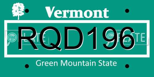 RQD196 Vermont License Plate