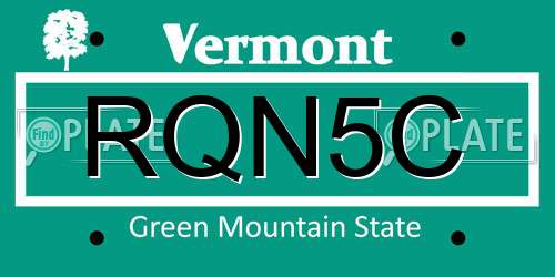 RQN5C Vermont License Plate