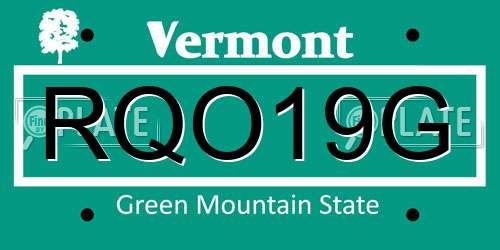 RQO19G Vermont License Plate