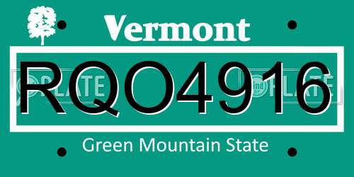 RQO4916 Vermont License Plate