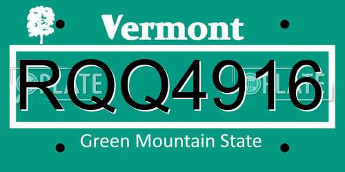 RQQ4916 Vermont License Plate
