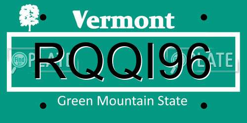 RQQI96 Vermont License Plate