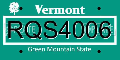 RQS4006 Vermont License Plate