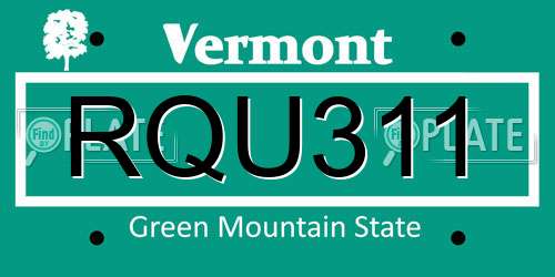 RQU311 Vermont License Plate
