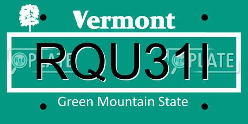 RQU31I Vermont License Plate