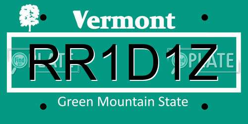 RR1D1Z Vermont License Plate