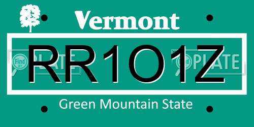 RR1O1Z Vermont License Plate