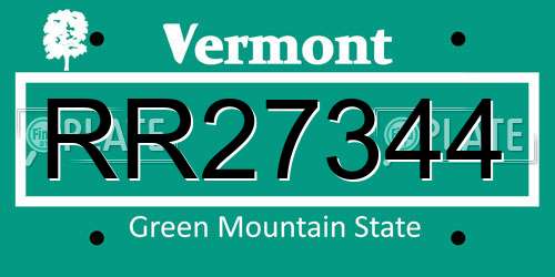 RR27344 Vermont License Plate