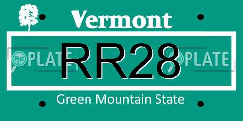 RR28 Vermont License Plate