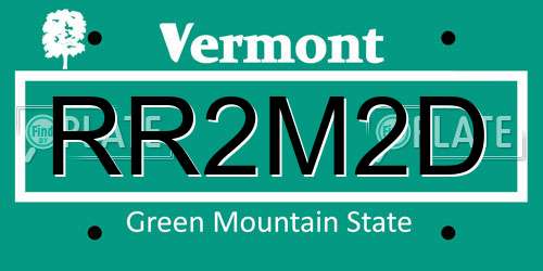RR2M2D Vermont License Plate