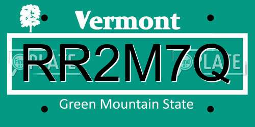 RR2M7Q Vermont License Plate