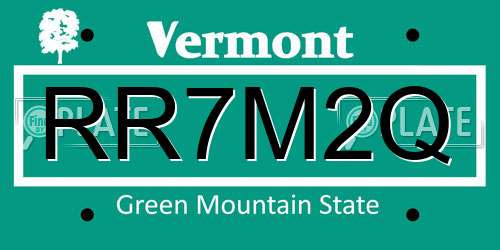 RR7M2Q Vermont License Plate
