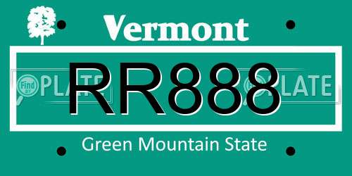 RR888 Vermont License Plate