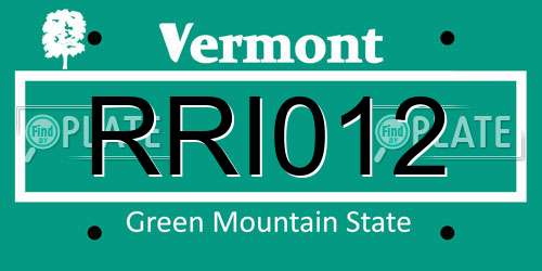 RRI012 Vermont License Plate