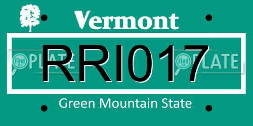RRI017 Vermont License Plate