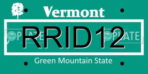 RRID12 Vermont License Plate