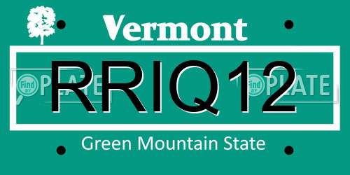RRIQ12 Vermont License Plate