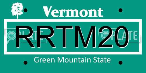 RRTM20 Vermont License Plate