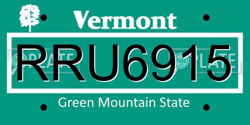 RRU6915 Vermont License Plate