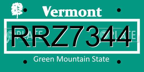 RRZ7344 Vermont License Plate