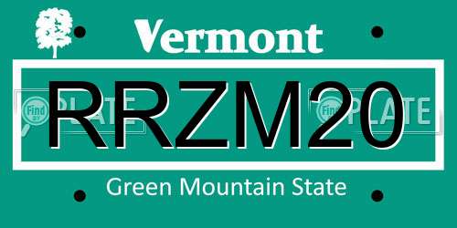 RRZM20 Vermont License Plate