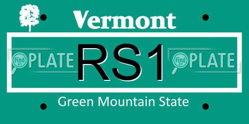 RS1 Vermont License Plate