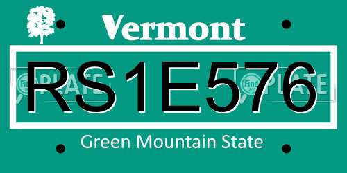 RS1E576 Vermont License Plate