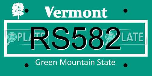 RS582 Vermont License Plate