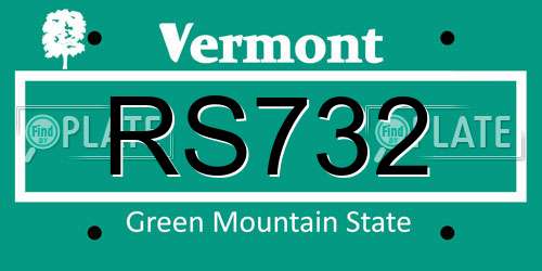RS732 Vermont License Plate