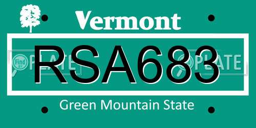 RSA683 Vermont License Plate