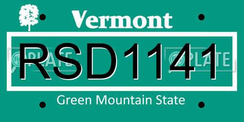 RSD1141 Vermont License Plate