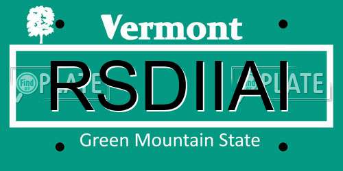 RSDIIAI Vermont License Plate