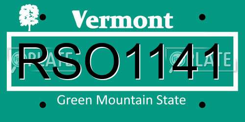 RSO1141 Vermont License Plate