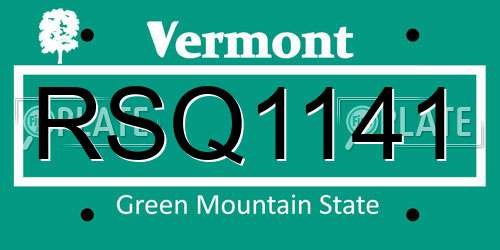 RSQ1141 Vermont License Plate