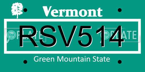 RSV514 Vermont License Plate