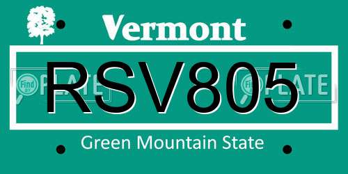 RSV805 Vermont License Plate
