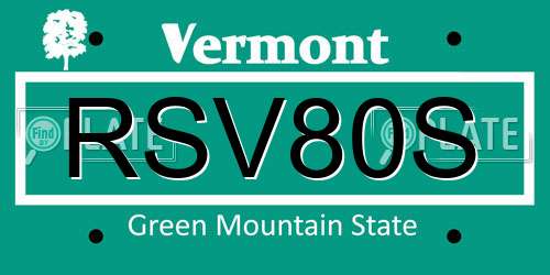RSV80S Vermont License Plate
