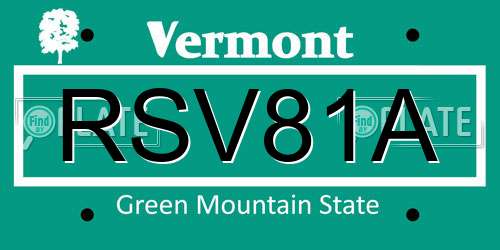 RSV81A Vermont License Plate