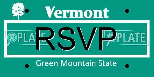 RSVP Vermont License Plate