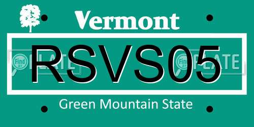 RSVS05 Vermont License Plate