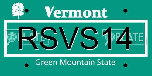 RSVS14 Vermont License Plate