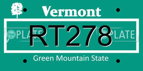 RT278 Vermont License Plate