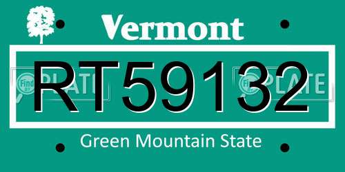 RT59132 Vermont License Plate
